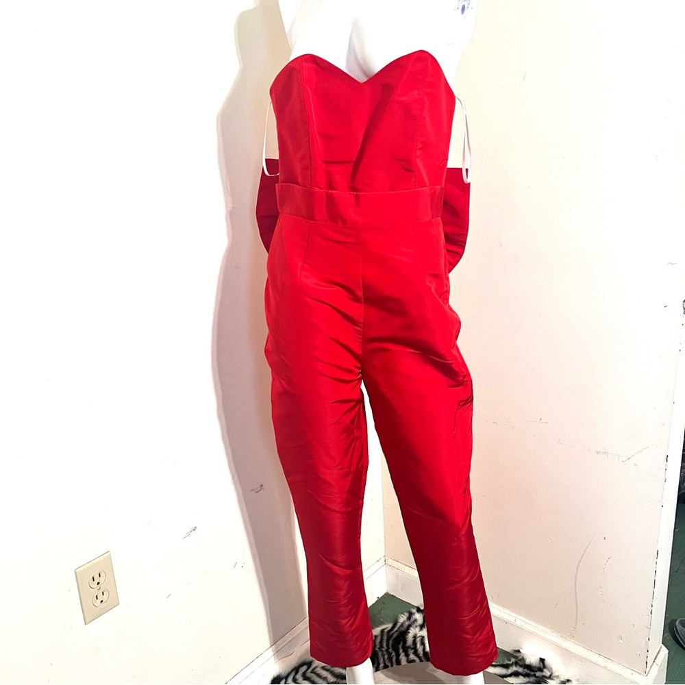 Alexia Maria Bow Back Silk Faille Jumpsuit